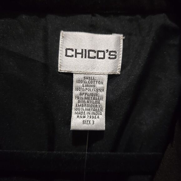 Brown Embroidered Floral Velvet Jacket SzXL Chicos 3 Gold Asian Beaded Boho Glam - Picture 7 of 16